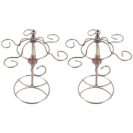 Kitchen Storage 2 Pcs Glass Rack Glasses Holders Cup Hanging Retro Drain Iron Wire Cups Upside Down Stemware