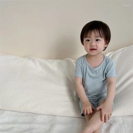 Clothing Sets 2024 Summer Baby Short Sleeve Home Set Infant Boy Girl Solid Tops Shorts 2pcs Suit Toddler Cotton Pyjamas Outfits