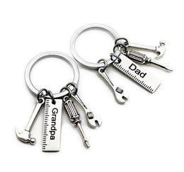 50pcslot New Stainless Steel Dad Tools Keychain Grandpa Hammer Screwdriver Keyring Father Day Gifts1 85 W22284324