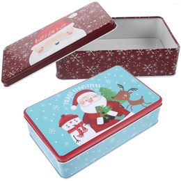 Storage Bottles 2 Pcs Christmas Supplies Tin Box Sugar Case Cookie Containers Tinplate Candy Sweet