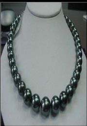 Fine Pearl Jewelry 18quot 1214mm Natural Tahitian black Round pearl necklace 14K8224610