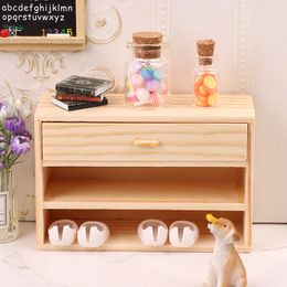 1Pc 1:12 Dollhouse Miniature Storage Rack Wooden Shoebox Table Mini Cabinet Furniture Model Decor Toy Doll House Accessories
