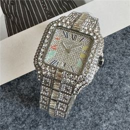 Mosang Stone Diamond Watch Customized Luxury Men's 3-Pin Quartz Watch with Calendar High Quality Movement