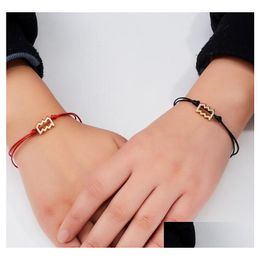Charm Bracelets 12 Zodiac With Card Constellation Horoscope Red Black Rope Chains Bangle For Women Men Birth Day Gift Drop Delivery J Dhmyh
