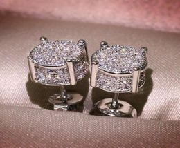 Unisex Men Women Stud Earrings Gold Silver Plated Sparkling Luxury Shining Crystal CZ Simulated Diamond Earring Jewelry8901601