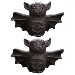 Teaware Sets 2 Pcs Tea Pet Ornament Bat Figurines Purple Car Accessories Animal Decor Multipurpose Gift Statue