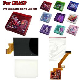 Brand New Colours Pre Cut Housing Shell Cover Sets with High Quality Pre-Laminated IPS V3 Backlight LCD Screen Kits for GBA SP