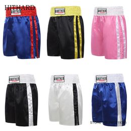 Boxing Shorts Plain Muay Thai Shorts 2024 New Silk Satin Breathable Kickboxing Fight Pants for Men Women Martial Arts Clothing