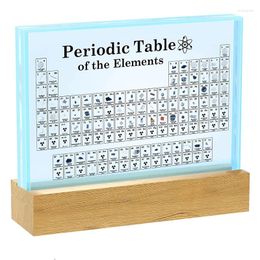 Decorative Figurines 3D Periodic Table Real Elements Mendeleev Acrylic Of With Sample Crystal Display Crafts Wood Base