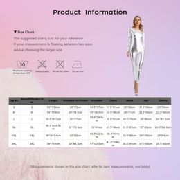 Womens Metallic Shiny Bodysuit Unitard Long Sleeve Slim Fit Full Body Jumpsuit Clubwear Space Astronaut Cosplay Festival Costume