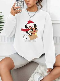 Women's Hoodies Sweatshirts Christmas Cute Puppy Reindeer Print Pullover Casual Loose Fashion Long-Sleeved Sweatshirt Solid Colour Womens Clothing 240413