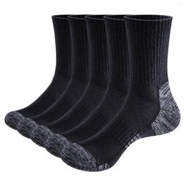 Sports Socks YUEDGE Mens Training Athletic Moisture Wicking Cotton Cushioned Crew For Men 37-46 5 Pairs