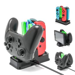 Stands Charging Dock Stand Compatible with 4pcs JoyCon or 2pcs Switch Pro Controllers with Charging Indicator and TypeC USB Cable