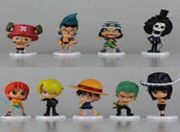 New 9pcsset One Piece Q ver The straw hat Pirates Nami luffy zoro robin sanji frank 9CM PVC gift for children 5434141