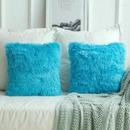 Pillow 1Pcs Solid Colour Plush Cover Soft Fluffy Comfortable Sofa Office Nap Home Decoration 45x45cm
