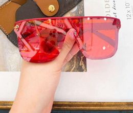 Red Mirrored Sunglasses Mask shape Printed Pattern Lenses Fashion Sun Glasses for Men Shades with box6302082