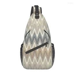 Backpack Camouflage Zigzag Sling Crossbody Chest Bag Men Fashion Bohemian Geometric Shoulder For Camping Biking