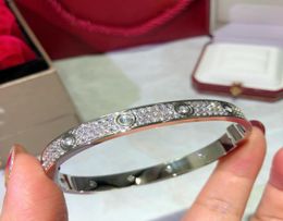 Designer Bangle Bracelet for Women Wedding Engagement Size 17 Wide Edition Diamond Bracelets for Banquet Jewelry 3 Colors With Box2682021