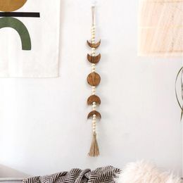 Decorative Figurines 2pcs Handwoven Pendant Wood Pendants With Lanyard Tassel Small Solar Eclipse For Home Bedroom Living Room Decoration