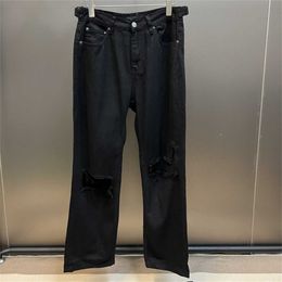 High quality designer clothing Edition Paris FW Knife Cutting Damaged Worldly Mens Womens Style Jeans