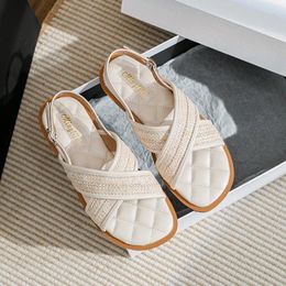 Casual Shoes Style Small Wind Sandals Fashion All-match Non-slip Outside Wear Cross With Beach Flat Female Summer