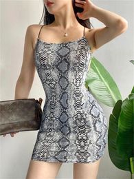 Casual Dresses Chic Snake Pattern Backless Slimming Personalised Suspender Hip Skirt