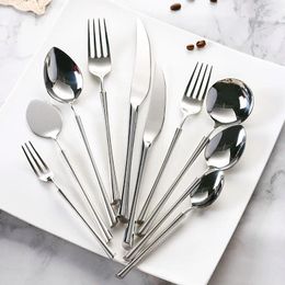 Forks 304 Stainless Steel Western Tableware Main Knife Dessert Spoon Silver Mirror Polished Luxury Cutlery Set Safe Kitchen Utensils