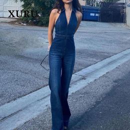 Women's Jeans XURU - European And American Slim Fit Wear Blue Personalised Jumpsuit Long K1-759