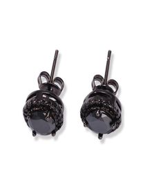 Mens Hip Hop Stud Earrings Jewellery Fashion Black Silver Simulated Diamond Round Earring For Men5713370