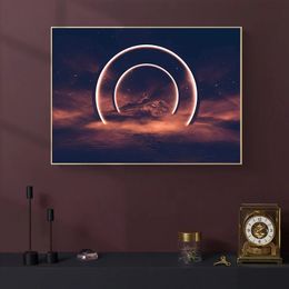 Abstract Colourful Space Planet Galaxy Starry Sky Poster and Prints Canvas Painting Wall Art Pictures Room Home Decoration