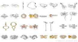 NEW 100% 925 Sterling Silver Earrings Ear Studs charm Beads Fit Original DIY Dangler Wholesale factory5884362