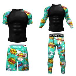 Hot Bjj GI Muay Thai Clothing Boxing Tracksuit Rashguard MMA Jiu jitsu T-shirt+Pants Set Rash Guard Sport Kickboxing Jerseys Kit