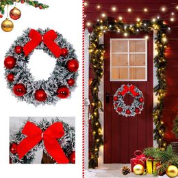 Decorative Flowers Creative Red Bow Gift Box Of Garland Christmas Wall Decoration Door Window Hanging In Front Wedding Party