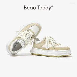 Casual Shoes BeauToday Platform Sneakers Women Synthetic Pig Suede Lace Up Round Toe Dissolve Sole Ladies Handmade 29159