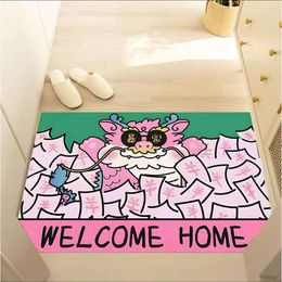 2024 New Pink Girl Feeling Floor Mat Home Entrance Rubbing Foot Can Be Trimmed Silk Ring Anti Slip