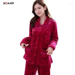 Home Clothing XCAMP Women Nightgown Warm Sleepwear Top Autumn And Winter For Pyjamas Setes