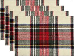 Table Mats Scottish Tartan Place For Dining Kitchen Waterproof Washable Linen Heat Insulation Dinner 12x18 In 4 PCS