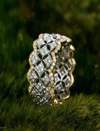 18k Rose Gold Pave Diamond Ring 925 Sterling Silver Bijou Engagement Wedding Band Rings For Women1038989