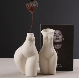 Vases Body Ceramic Shaped Sculptures Pot Innovative Arrangement Modern For Home Office Decoration7253360