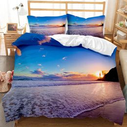 Bedding Sets Set For Kids Colorful Ocean Sun Rise 3D Printed Duvet Quilt Cover Euro Bed Linen Home Textile Bedclothes Double King