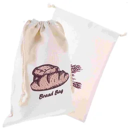 Plates 2 Pcs Bakery Bags Bread Storage Wrapping Holder Linen Pastry Holders Stick Reusable