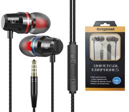 Metal Wired Earphones Super Bass Subwoofer Earphone 35mm Sport Earphone for Phone Tablet PC Computer with Microphone Hands Ph1911874