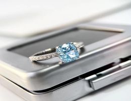 Fashion senior designer blue ocean blue gemstone band edge drill S925 pure silver plated 18K gold fashionable female jewelry5269321