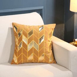 Pillow Luxury Soft Velvet Cover Decorative Case Party Modern Gold PU Geometric Embroidery Sofa Chair Coussin
