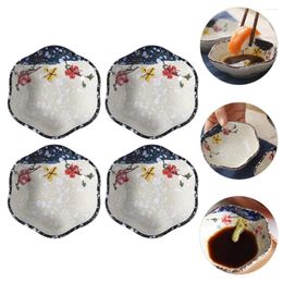 Plates 4 Pcs Container Japanese Seasoning Dish Round Serving Platter Soy Sauce Bowl Ceramics Small Styled