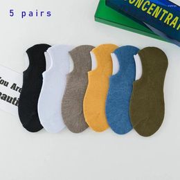 Men's Socks 5 Pairs Of Men's/women's Invisible And Slippers Cotton Anti Slip Summer Ankle Casual Breathable Thin Boat