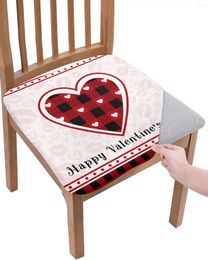 Chair Covers Valentine'S Day Love Red And Black Plaid Elastic Seat Cover For Slipcovers Dining Room Protector Stretch