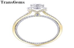 Transgems 14k White And Yellow Gold Center 1ct 65mm F Color Moissantie Halo Engagement Ring With Moissantie Accents For Women Y196217436