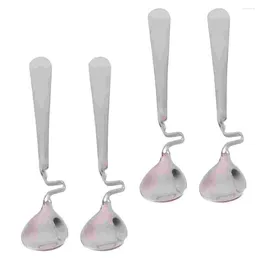 Spoons 4 Pcs Stainless Steel Honey Mixing Cocktail Stir Coffee Creative Curved Handle Grade Premium
