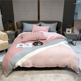 Bedding Sets Japanese Style Set Knitted Milk Velvet 4pcs Ins Wind Autumn Winter Double-sided Thick Warm Quilt Cover 1.8m Bedsheet